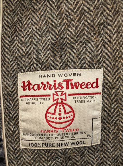 House Of Bruar Harris Tweed Grey Herringbone Double Breasted Jacket Size 12 VGC - Picture 8 of 8